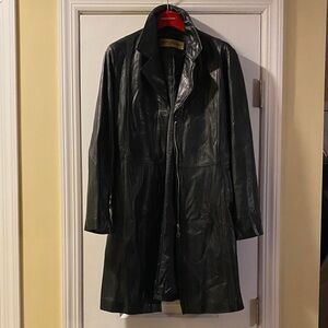💯 Leather Butter Soft Full Zip Longer Jacket Lined Never Used